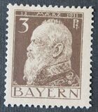 [The 90th Anniversary of the Birth of Prince Luitpold - Type I: Small 9 and no Foot on 1 in "1911". Type II: Large 9 and Foot on 1 in "1911", tipas F1]