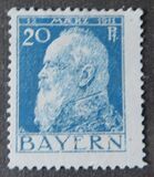 [The 90th Anniversary of the Birth of Prince Luitpold - Type I: Small 9 and no Foot on 1 in "1911". Type II: Large 9 and Foot on 1 in "1911", tipas F6]