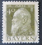 [The 90th Anniversary of the Birth of Prince Luitpold - Type I: Small 9 and no Foot on 1 in "1911". Type II: Large 9 and Foot on 1 in "1911", type G2]