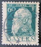 [The 90th Anniversary of the Birth of Prince Luitpold - Type I: Small 9 and no Foot on 1 in "1911". Type II: Large 9 and Foot on 1 in "1911", type G6]