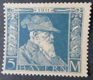 [The 90th Anniversary of the Birth of Prince Luitpold - Type I: Small 9 and no Foot on 1 in "1911". Type II: Large 9 and Foot on 1 in "1911", type H6]