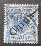 [German Empire Postage Stamps Overprinted "China" in 45 Degree Angle, type A3]