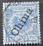 [German Empire Postage Stamps Overprinted "China" in 58 Degree Angle, Tipo B3]