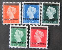 [Queen Wilhelmina - Netherlands Indies Postage Stamps Overprinted "INDONESIA" - Bar 1,8mm High, Tip A]