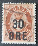 [Overprinted - 30 ØRE, type L]