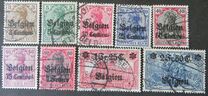[German Empire Postage Stamps Surcharged "Fr. and C." or "Centimes" & Overprinted "Belgien", tip A]