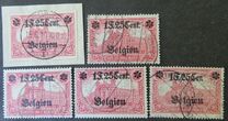 [German Empire Postage Stamps Surcharged "F and Cent" & Overprinted "Belgien", type B13]