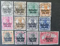 [German Empire Postage Stamps Overprinted "Postgebiet Ob. Ost", type A]