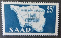 [The 1st Anniversary of the Constitution - Map of Saarland, tegund XT2]