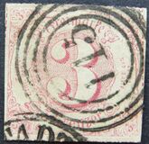 [Colored Print on White Paper - Rouletted in Colored Lines, type B17]