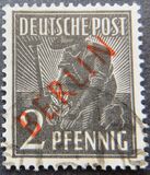 [BERLIN in Red Overprint on "Allied Occupation Zone" Stamps, type B]