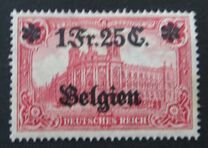 [German Empire Postage Stamps Surcharged "Fr. and C." or "Centimes" & Overprinted "Belgien", Tipi A7]