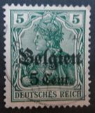 [German Empire Postage Stamps Surcharged "F and Cent" & Overprinted "Belgien", type B2]