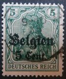 [German Empire Postage Stamps Surcharged "F and Cent" & Overprinted "Belgien", type B2]