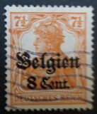 [German Empire Postage Stamps Surcharged "F and Cent" & Overprinted "Belgien", type B3]