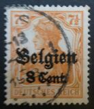 [German Empire Postage Stamps Surcharged "F and Cent" & Overprinted "Belgien", type B3]