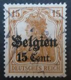 [German Empire Postage Stamps Surcharged "F and Cent" & Overprinted "Belgien", type B6]