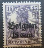 [German Empire Postage Stamps Surcharged "F and Cent" & Overprinted "Belgien", type B5]