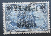 [German Empire Postage Stamps Surcharged "F and Cent" & Overprinted "Belgien", type B14]
