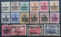 [German Empire Postage Stamps Surcharged "F and Cent" & Overprinted "Belgien", type B]