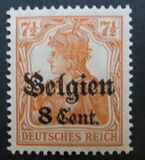 [German Empire Postage Stamps Surcharged "F and Cent" & Overprinted "Belgien", type B3]