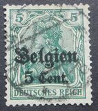 [German Empire Postage Stamps Surcharged "F and Cent" & Overprinted "Belgien", סוג B2]