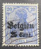 [German Empire Postage Stamps Surcharged "F and Cent" & Overprinted "Belgien", סוג B7]