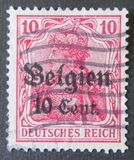 [German Empire Postage Stamps Surcharged "F and Cent" & Overprinted "Belgien", 類型 B4]