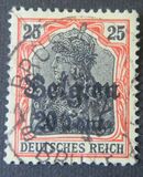 [German Empire Postage Stamps Surcharged "F and Cent" & Overprinted "Belgien", 類型 B7]