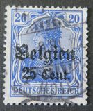 [German Empire Postage Stamps Surcharged "F and Cent" & Overprinted "Belgien", 類型 B8]