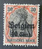 [German Empire Postage Stamps Surcharged "F and Cent" & Overprinted "Belgien", 類型 B9]
