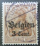 [German Empire Postage Stamps Surcharged "F and Cent" & Overprinted "Belgien", 類型 B1]