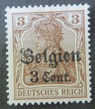 [German Empire Postage Stamps Surcharged "F and Cent" & Overprinted "Belgien", 類型 B1]