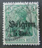 [German Empire Postage Stamps Surcharged "F and Cent" & Overprinted "Belgien", 類型 B2]