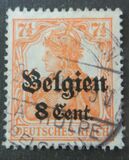 [German Empire Postage Stamps Surcharged "F and Cent" & Overprinted "Belgien", 類型 B3]