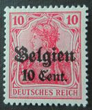 [German Empire Postage Stamps Surcharged "F and Cent" & Overprinted "Belgien", 類型 B4]