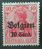 [German Empire Postage Stamps Surcharged "F and Cent" & Overprinted "Belgien", 類型 B4]