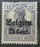 [German Empire Postage Stamps Surcharged "F and Cent" & Overprinted "Belgien", 類型 B5]