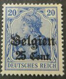 [German Empire Postage Stamps Surcharged "F and Cent" & Overprinted "Belgien", type B8]