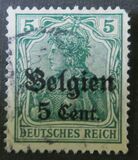 [German Empire Postage Stamps Surcharged "F and Cent" & Overprinted "Belgien", type B2]