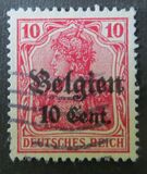 [German Empire Postage Stamps Surcharged "F and Cent" & Overprinted "Belgien", type B4]
