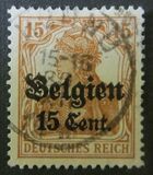 [German Empire Postage Stamps Surcharged "F and Cent" & Overprinted "Belgien", type B6]