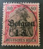 [German Empire Postage Stamps Surcharged "F and Cent" & Overprinted "Belgien", type B12]
