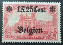 [German Empire Postage Stamps Surcharged "F and Cent" & Overprinted "Belgien", type B13]