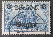 [German Empire Postage Stamps Surcharged "Fr. and C." or "Centimes" & Overprinted "Belgien", type A8]