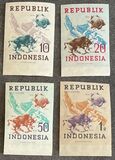 [Queen Wilhelmina - Netherlands Indies Postage Stamps Overprinted "INDONESIA" - Bar 1,8mm High, Tip A]
