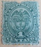 [Coat of Arms - Inscription "CORREOS NACIONALES DE LOS EE. UU. DE COLOMBIA", प्रकार AV]