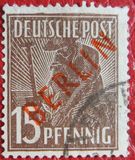 [BERLIN in Red Overprint on "Allied Occupation Zone" Stamps, type B4]