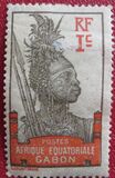 [Warrior - Inscription "AFRIQUE EQUATORIALE GABON" - Yellowish Paper, type I]