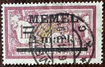 [French Postage Stamps Overprinted "MEMEL" and Surcharged, type B10]